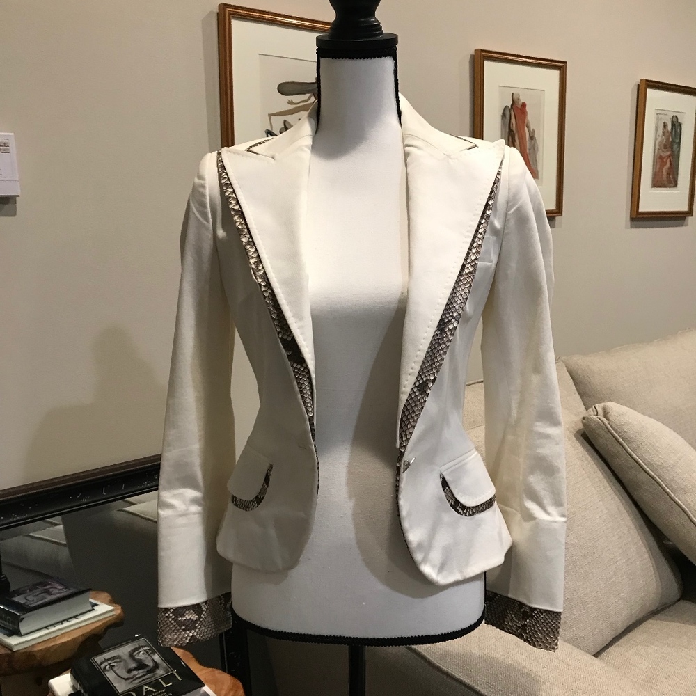 Dolce & Gabbana White Python Trim Blazer